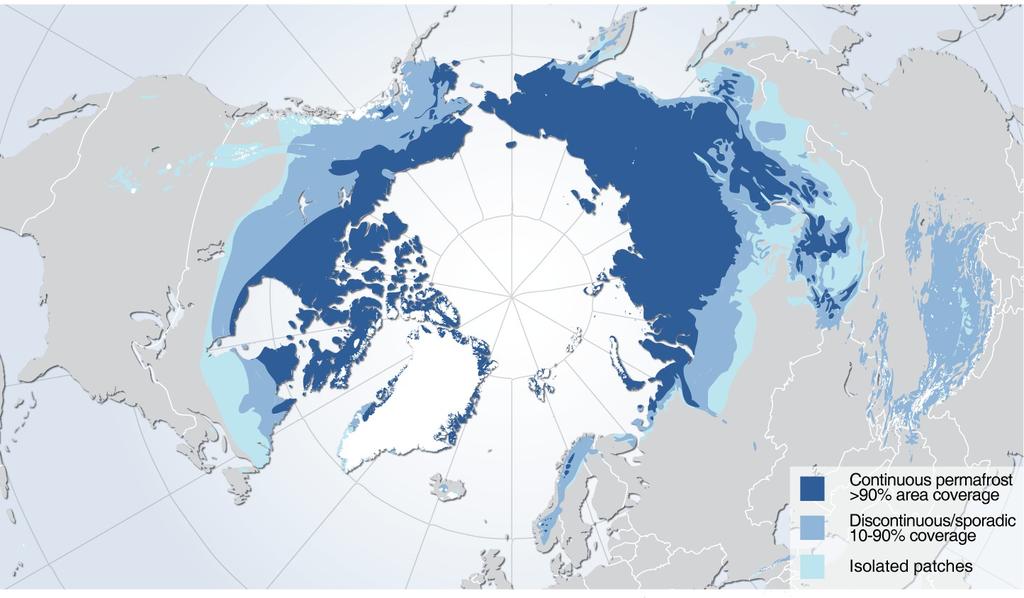 Observed northern hemisphere permafrost distribution Permafrost