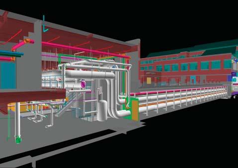 Using BIM, the team visually communicated and connected all project partners. 8 a. Central Utility Plant interior b.