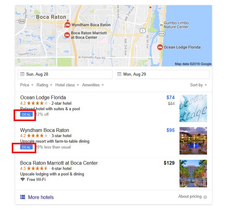 DEAL tags feature on Hotel listings: While the DEAL tag does not make the hotel sit at the top of the Search Results, it does make the listing stand out, which is very likely to produce greater