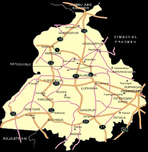 PHYSICAL INFRASTRUCTURE ROADS Punjab is well connected to its four neighbouring states and the rest of India through 15 national highways (NH) which are 1, 1A, 10, 15, 20, 21, 22, 64, 70, 71, 72, 95,
