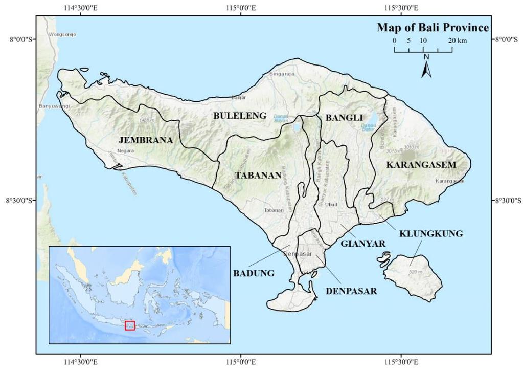 Study Context : Bali, Indonesia Suara Pembaruan Newspaper (September 2015) 1. Area : 5,634.40 km 2 1) 2.