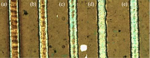 Fig. 13 EDS analysis results of UV laser scribing CIGS/CdS/i- ZnO (P2) thin-film layer. 3.3 UV laser isolation scribing of AZO/CIGS/CdS/i-ZnO (P3) thin-film layer of CIGS-based solar cells Fig.