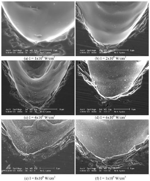Figure 2-31: SEM cross-section images of crater bottoms (48).