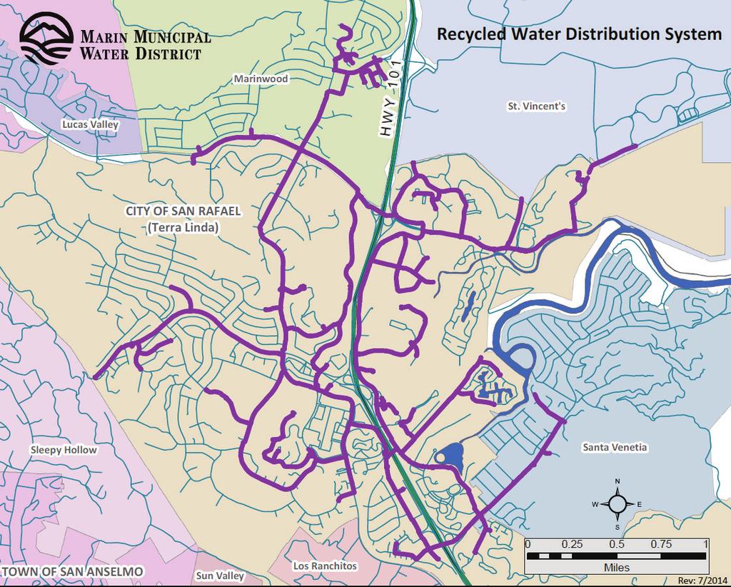 2015 Urban Water Management Plan Figure 6-3: Recycled Water Distribution System Over the past 25 years, the district has consistently strived to expand the use of recycled water, number of sites