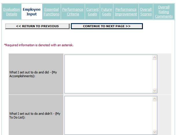 Provide Employee Input (complete all boxes)