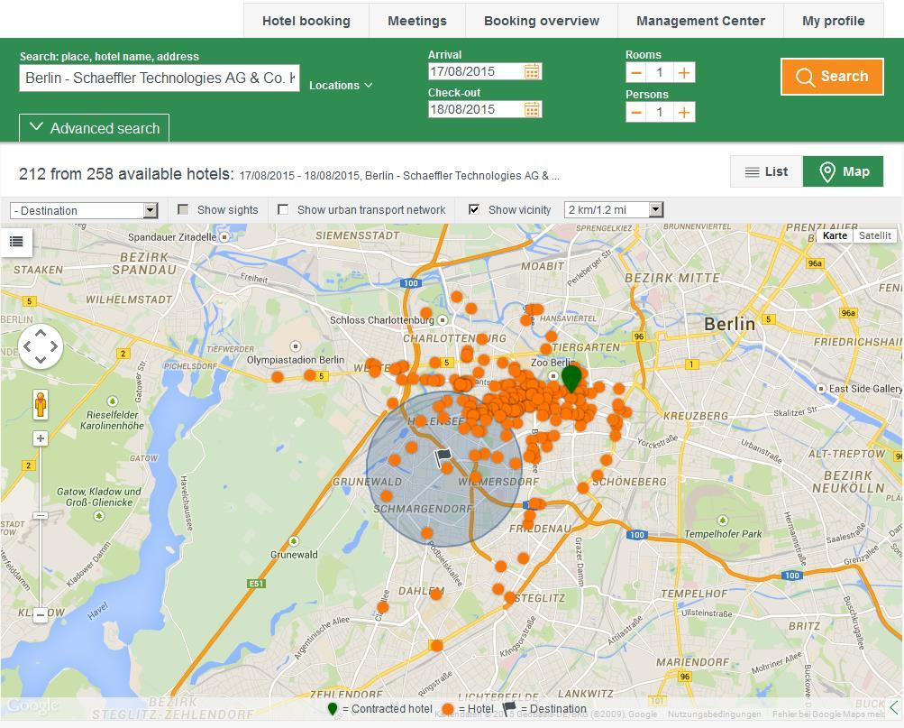 Hotel search Interactive map The interactive map helps you to make the right hotel choice.