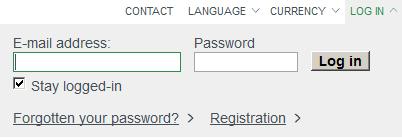Log in Log in To register, please enter your e-mail address and password. If no customer profile exists, please register using the link "Registration".