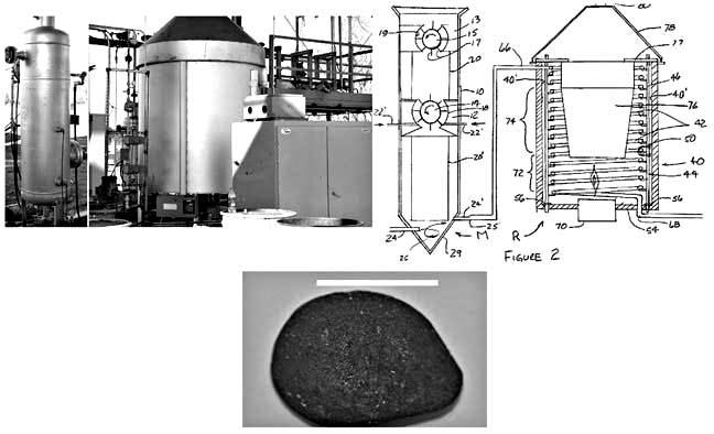 Figure 7. Entrained-flow gasifier with syngas-cleanup module, showing a tar ball (bar=0.5 inch).