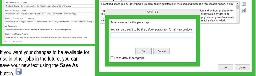 The section you wish to edit pops up in a dialog box where you can make the changes you require then press OK.