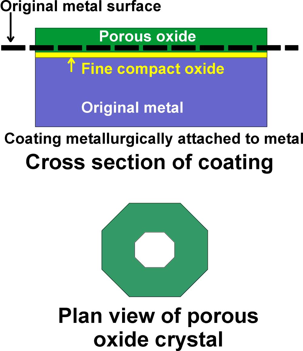 Schematic Diagram: Aluminium has a porous and a fine compact oxide layer before pure