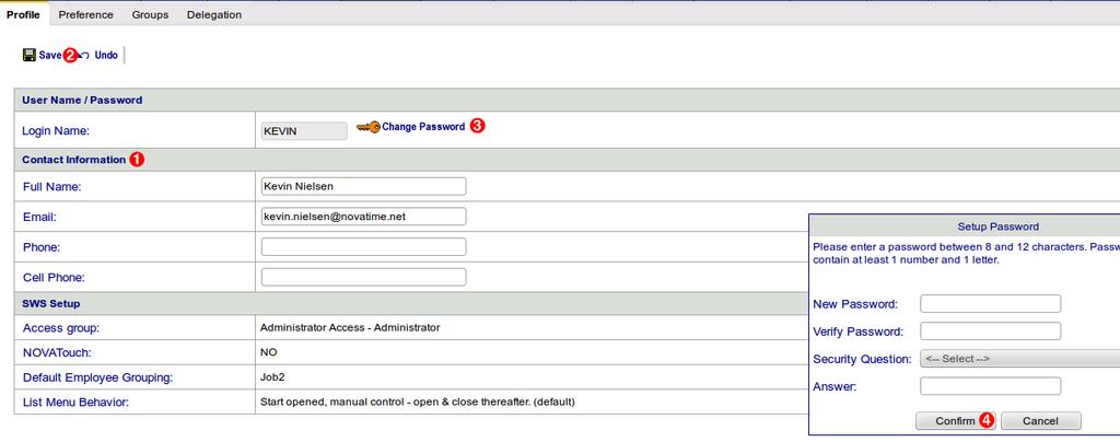 7.0 Preferences 7.0 Preferences Supervisors may have access to several preferences in the NOVAtime 4000 system to customize their experience. Figure 7.1 Timesheet Header 7.