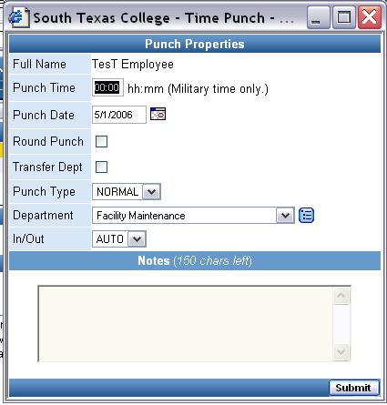 TimeForce Self Service Enter Punch Start by selecting the employee you wish to edit.