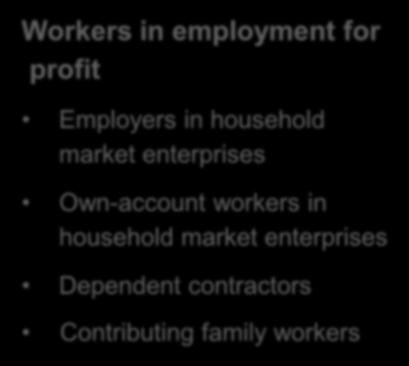 Classification of status based on the type of economic risk Workers in employment for profit Employers in household