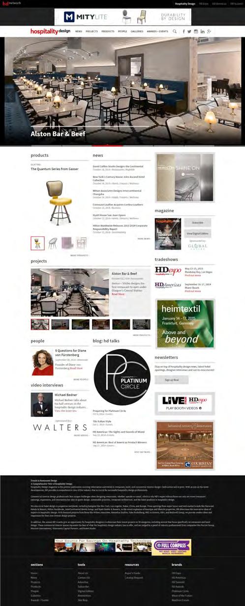 Website Banners Achieve the highest reach among our HD audience by using our Share of Voice (SOV) placements. Below: Ad options on HospitalityDesign.com highlighted.