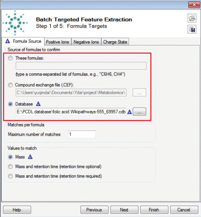 Batch Targeted Feature Extraction allows the user to extract compounds of interest with known chemical formulas from large complex data sets.