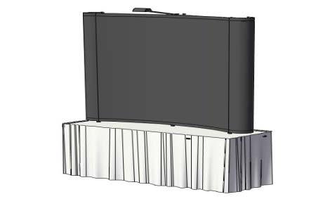 3"high Inline Kit 1160 Table Top Pop-up Display Classic expandable frame covered with black (Velcro compatible) fabric panels, one halogen