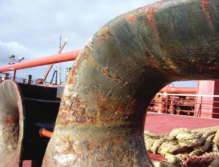 Published date: June 30, 2005 SURFACE PREPARATION FOR SYNTHETIC ROPES Rust damaged chock typical of crude tankers.