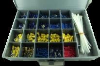 Terminal Kits, Ferrule Kit, & Grommet Kit Terminal Maintenance Kit This kit contains 21 different vinyl insulated, 450 pieces, sizes 22 to 10 gauge, including rings, forks, butt splices,
