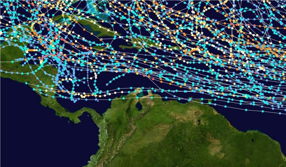 Observed winds and storminess in Cartagena Cartagena is South of the tracks of most tropical cyclones (TCs) in the Caribbean Compared to its major competitor ports (Santa Marta, Barranquilla,