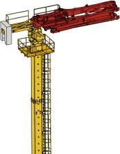 On large construction sites, the displaceable boom can be moved from one tubular column to another using the quick release system.