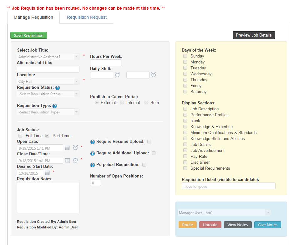 To provide feedback on the requisition select the blue button Give Notes in the lower right hand corner of the form.