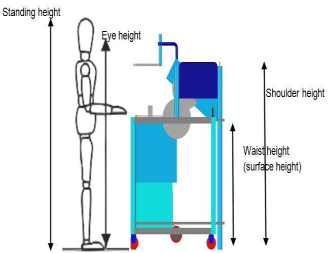 Likewise, the researcher used the design for the average or the 50th percentile measurement of male worker in the Filipino anthropometric table for standing.