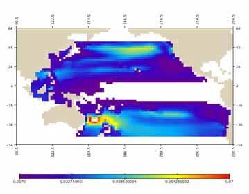albacore fishing data and extended to all Pacific domain: the north