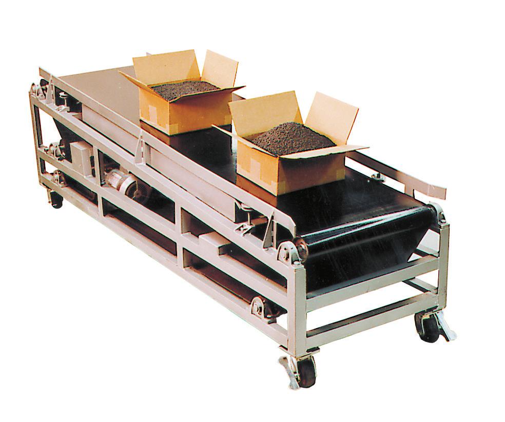 Linear vibration aids in settling the material in its container before the container is closed. The BT belt table conveyor will also flatten bags prior to palletizing, without damaging the bags.