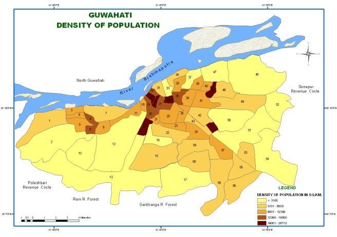 Fig-2: Density of Population and household of Guwahati.
