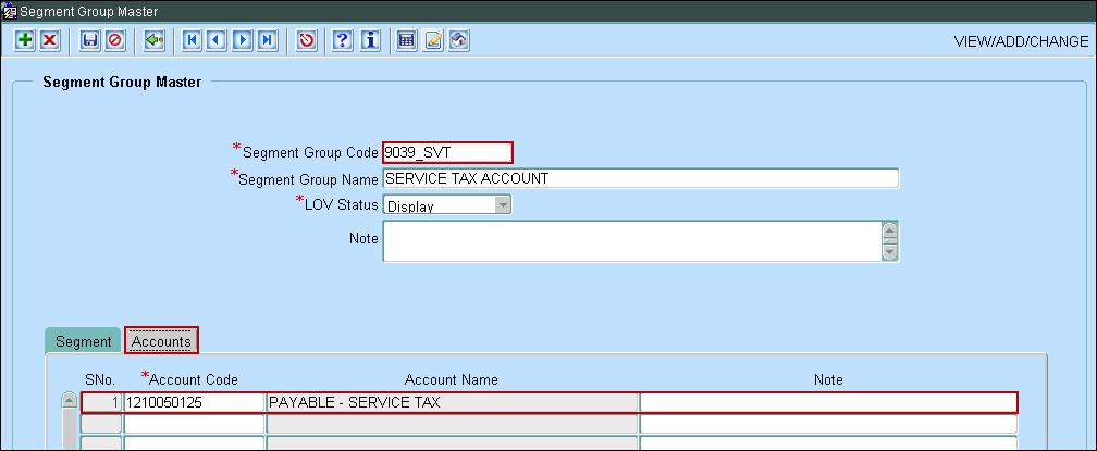 6.3 SVT amount is displayed based on Segment Group Master Service Tax amount is displayed in Sales Register Input 9039 admin script.