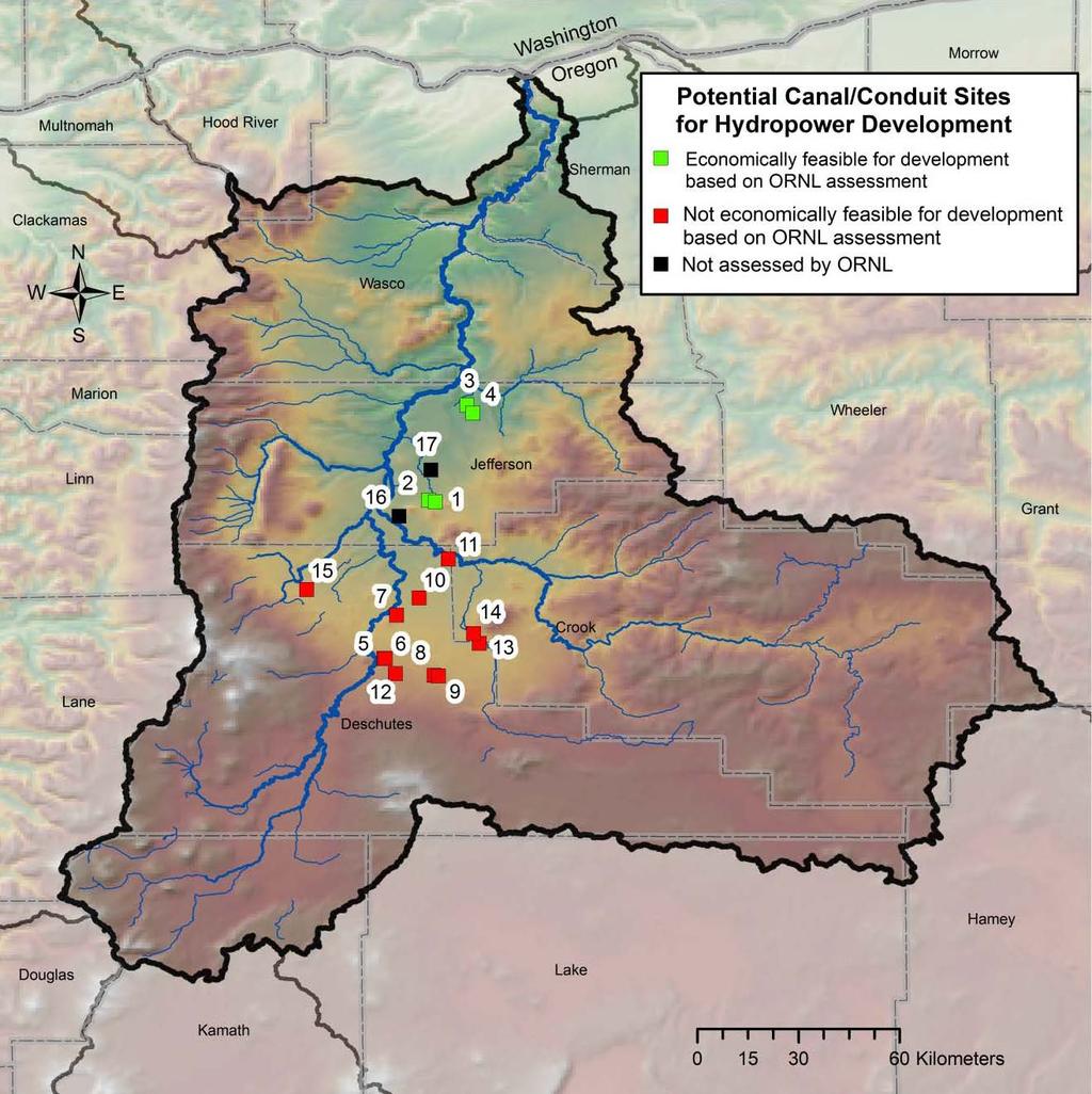 Figure 1: Map of conduit/canal projects (including #1-4 in Table 2) (Source: Study B-1) Study B-2 The September 2011 study of the Deschutes Basin is a document reporting on the first-year progress of