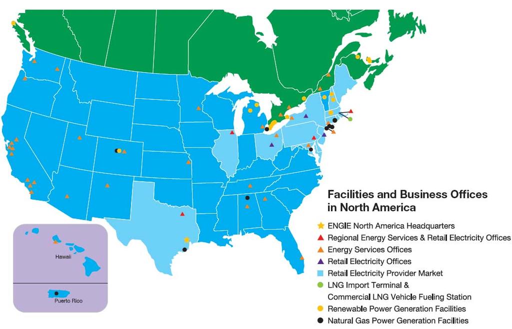 ENGIE Gas & LNG Overview Part of ENGIE North America who manages a wide range of energy businesses in the US and Canada Natural gas and liquefied natural gas (LNG) sales; #1 supplier of LNG to the US