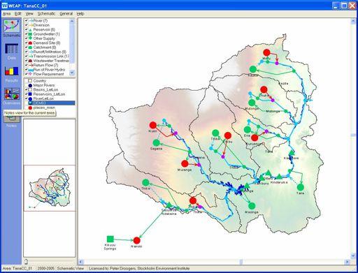 Case Study 3: Water Resources in the Tana River Basin The study has undertaken a detailed case study, running the WEAP water catchment model for the Tana River basin to investigate the potential