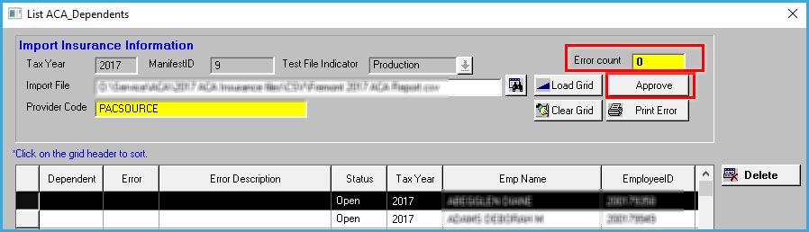 Select Change to update the file with the correct SSN #, or select Add to add the employee to your ACA 1095C file. 5. If the insured was never a past employee or does not have an employee no.