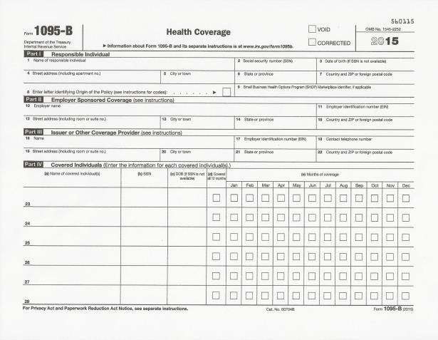 1095-B (Health Coverage Form) To read up on this