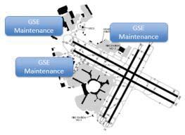 aircraft parking areas to minimize the distance that service technicians must travel to access the aircraft they are servicing.