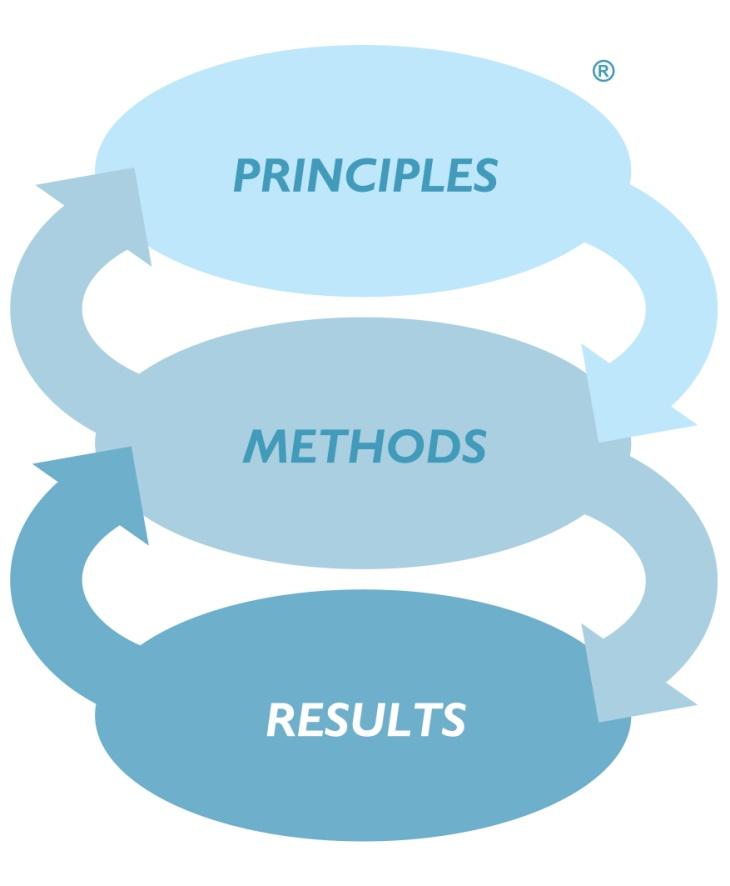 The thinking model in Manufacturing Excellence It starts with the thinking model - a model in 3 steps: The PRINCIPLES learn all