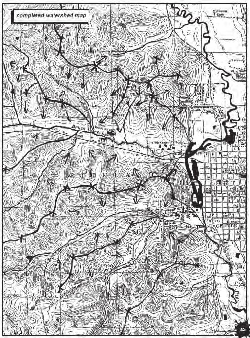 ACTIVITY WORKSHEET SW.1.2.AS.A Mapping Your Watershed INTRODUCTION: USING TOPOGRAPHIC MAPS 3 Topographic maps depict an aerial view of land. They use contour lines to show the elevation of land areas.
