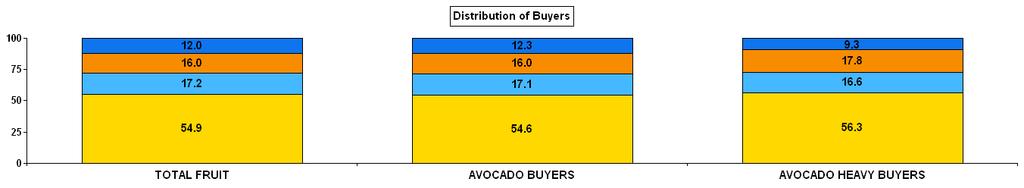 1-2 MEMBER HOUSEHOLDS ARE MOST IMPORTANT TO AVOCADO COMPARED TO FRESH FRUIT.