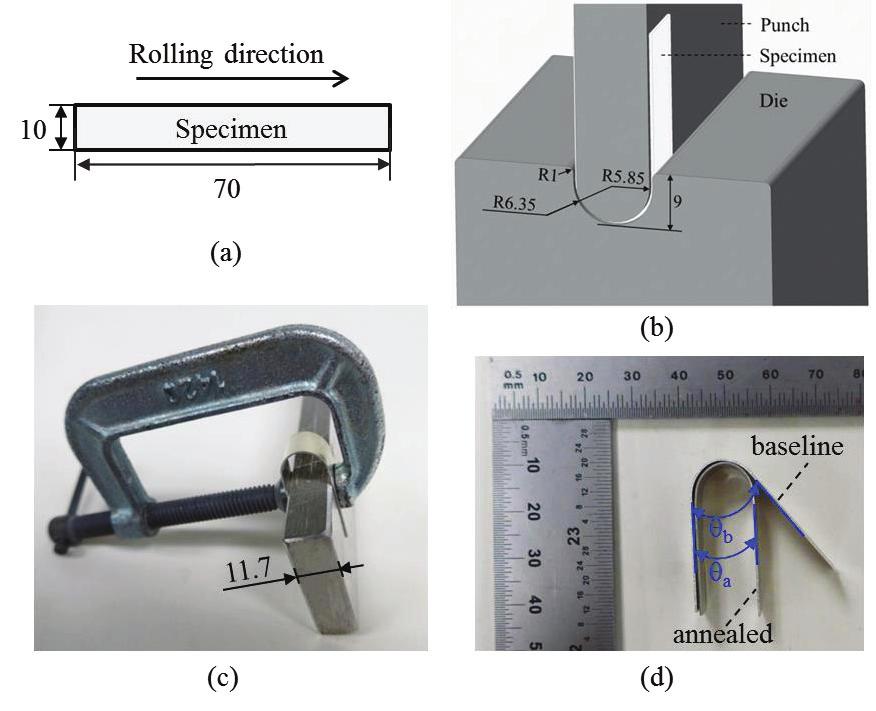 2.3 Annealing Parameter Selection Method Strip bending tests were often utilized in order to evaluate springback under different process conditions (Wang et al., 1993, Wang et al.