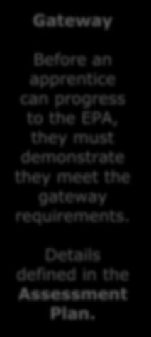 Details defined in the Standard and Employer Occupational Brief Gateway Before an apprentice can progress to the EPA,