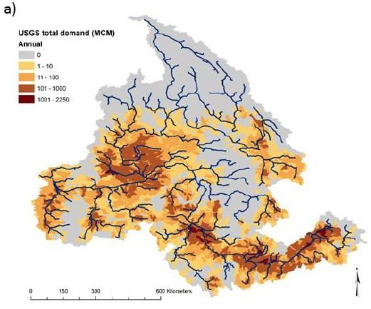 Water management model CLM Natural flow in each units WRM