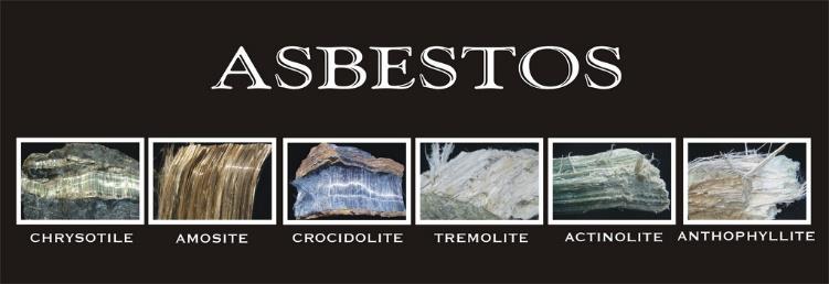Asbestos is a generic name for the six most common fibrous minerals used in commercial industry since the 1800s: Chrysotile (white asbestos) Amosite (brown asbestos) Crocidolite (blue asbestos)
