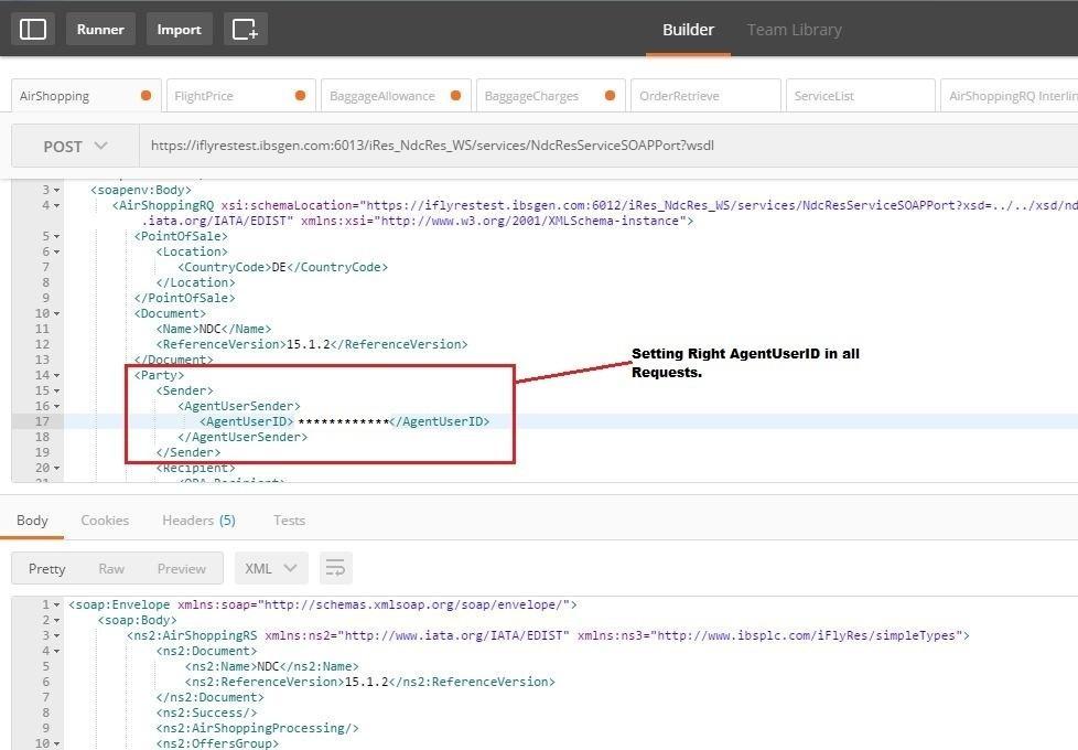 DEVELOPER S 62 GUIDE Connect using Postman For quick connection to ifly Res NDC APIs, you can use either the Postman tool or other similar tools.