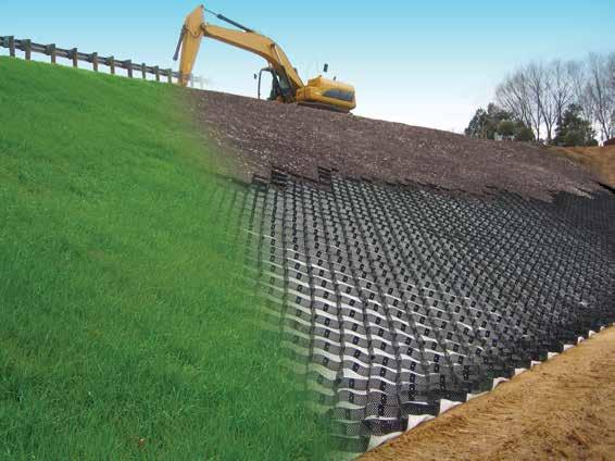 PROTECTION SLOPE & SHORELINE EROSION CONTROL & ARMORING A stable environment for embankment materials is created by the 3D GEOWEB system.