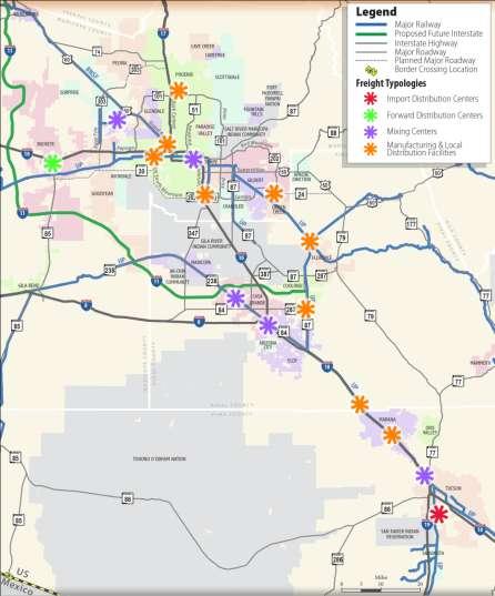 Freight Focus Area Typologies: Four examples Focus Area evaluation helped identify freight typologies present in Sun Corridor Maricopa Pinal Pima Phoenix Mesa Gateway West Valley Discovery Triangle