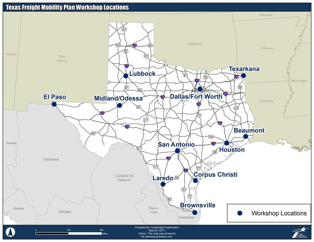 TFMP Update Stakeholder Outreach First round conducted in February Trends and policies influencing near-term and long-term freight flows Interactive polling Discussion of regional