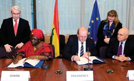 The Government of Ghana and the European Union have signed the world s first FLEGT Voluntary Partnership Agreement on 20 November 2009. BACKGROUND Ghana has approximately 2.