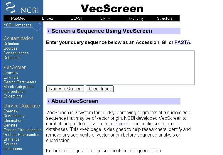http://www.ncbi.nlm.nih.gov/vecscreen/vecscreen.