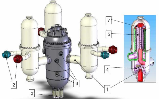 Gas Cooled Fast Reactors: System design Energy conversion and primary circuit arrangement Indirect combined cycle: He-Gas with a tertiary steam cycle